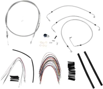 Burly Brand 14 Inch Apehanger Cable/Line Kit in Stainless Steel Finish For 2008-2013 FLHR/C & FLTR/U/X Without ABS Models (B30-1091)