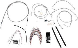 Burly Brand 14 Inch Apehanger Cable/Line Kit in Stainless Steel Finish For 2008-2013 FLHR/C & FLTR/U/X With ABS Models (B30-1094)