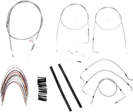 Burly Brand 14 Inch Apehanger Cable/Line Kit in Stainless Steel Finish For 2007 FLHR/I/CI/S/SI & FLTR/I Without Cruise Without ABS Models (B30-1085)