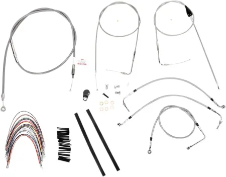 Burly Brand 14 Inch Apehanger Cable/Line Kit in Stainless Steel Finish For 2007 FLHR/I/CI/S/SI & FLTR/I With Cruise Without ABS Models (B30-1088)