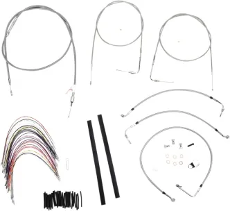 Burly Brand 14 Inch Apehanger Cable/Line Kit in Stainless Steel Finish For 1997-1999 FLHR/C, FLT/C/R Without ABS Models (B30-1076)