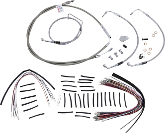 Burly Brand 15 Inch Apehanger Cable/Line Kit in Stainless Steel Finish For 2008-2013 FLHX, FLHT/C/U Non-ABS Models (B30-1105)