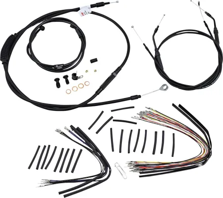 Burly Brand 16 Inch Apehanger Cable/Line Kit in Black Finish For 2007-2008 & 2010-2011 FXDWG Without ABS Models (B30-1047)