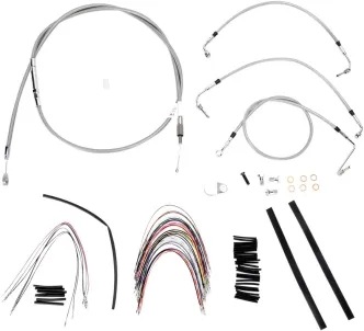 Burly Brand 16 Inch Apehanger Cable/Line Kit in Stainless Steel Finish For 2008-2013 FLHR/C & FLTR/U/X Without ABS Models (B30-1092)