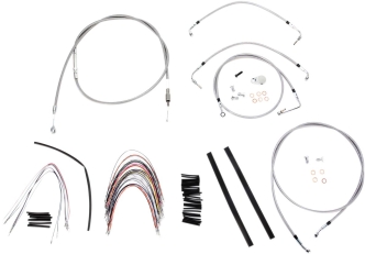 Burly Brand 16 Inch Apehanger Cable/Line Kit in Stainless Steel Finish For 2008-2013 FLHR/C & FLTR/U/X With ABS Models (B30-1095)