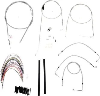 Burly Brand 16 Inch Apehanger Cable/Line Kit in Stainless Steel Finish For 2000-2006 FLHR/C, FLT/C/R With Cruise Control Without ABS Models (B30-1083)