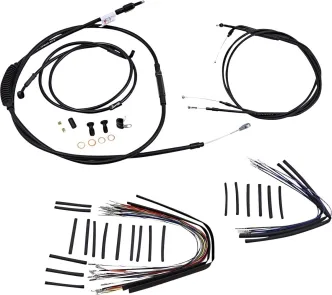 Burly Brand 16 Inch Apehanger Cable/Line Kit in Black Finish For 2007-2010 FXST Without ABS Models (B30-1016)