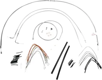 Burly Brand 16 Inch Apehanger Cable/Line Kit in Stainless Steel Finish For 2007-2010 FLST/C/F/N Without ABS Models (B30-1054)