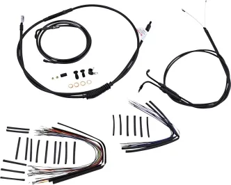 Burly Brand 18 Inch Apehanger Cable/Line Kit in Black Finish For 2007-2010 FXST Without ABS Models (B30-1020)