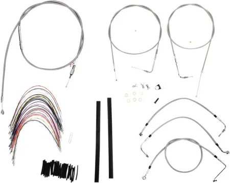 Burly Brand 18 Inch Apehanger Cable/Line Kit in Stainless Steel Finish For 2000-2006 FLHR/C, FLT/C/R Without Cruise Control Without ABS Models (B30-1081)