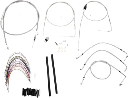 Burly Brand 18 Inch Apehanger Cable/Line Kit in Stainless Steel Finish For 2000-2006 FLHR/C, FLT/C/R With Cruise Control Without ABS Models (B30-1084)