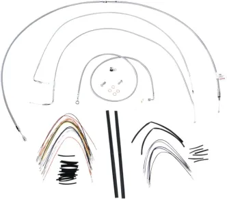 Burly Brand 18 Inch Apehanger Cable/Line Kit in Stainless Steel Finish For 2007-2010 FLST/C/F/N Without ABS Models (B30-1058)
