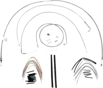 Burly Brand 18 Inch Apehanger Cable/Line Kit in Stainless Steel Finish For 2000-2006 FLST/C/F/N Without ABS Models (B30-1057)