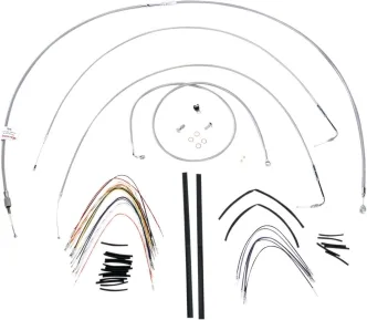 Burly Brand 18 Inch Apehanger Cable/Line Kit in Stainless Steel Finish For 2007-2010 FXST/B/C/D Without ABS Models (B30-1060)