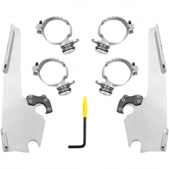 Memphis Shades Trigger-Lock Mounting Kit for Memphis Fats/Slim/Batwing Windshields in Polished Stainless Steel For HD Dyna And Softail Models (MEK2013)