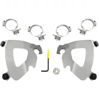 Memphis Shades Gauntlet Fairing Trigger-Lock Mounting Kit In Polished Stainless Steel For HD Dyna Models (MEK2014)