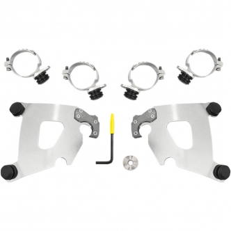 Memphis Shades Cafe Fairing Trigger-Lock Mounting Kit In Polished Stainless Steel For HD Dyna Models (MEK2015)