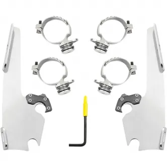 Memphis Shades Trigger-Lock Mounting Kit For Batwing Fairing In Polished For Harley Davidson 2018-2021 FXLR/S Softail Low Rider Models (MEK2036)