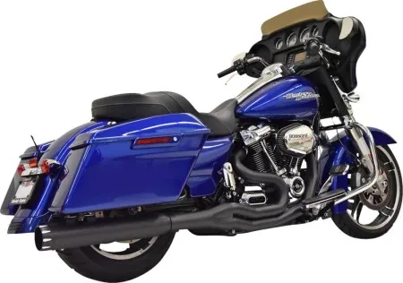 Bassani High Horsepower 2 Into 1 Exhaust System With 4 Inch Straight Muffler In Black For Harley Davidson 2017-2024 Touring Models (1F78TB)