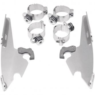 Memphis Shades Trigger-Lock Mounting Kit For Memphis Fats/Slim Windshields or Batwing Fairing In Polished for Harley Davidson 2008-2011 FXCW/FXCWC, 2006-2017 FXD, FXDC, FXDB, FXDI35 & 2006-2009 FXDL Models (MEM8976)