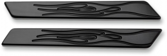 Joker Machine Flame Saddlebag Latch Inserts In Black For Harley Davidson 2014-2020 Touring Models (04-502-1)
