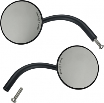 Biltwell Pair Of Utility Round Mirror With Perch Mount in Black Finish (6503-400-132)