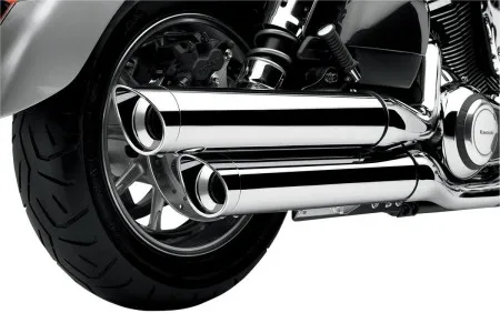 Cobra Scalloped Tip Slip-On Mufflers In Chrome Finish For Kawasaki 2009-2013 VN 1700 Vulcan Models (4225)