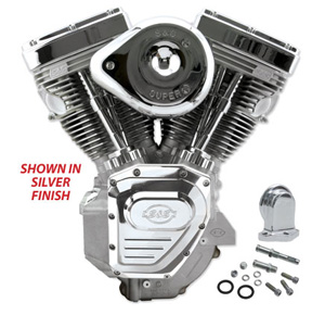 S&S Cycles T124V Complete Assembled Engine In Wrinkle Black Finish For Evolution Applications (31-9713)