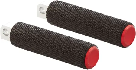 Arlen Ness Fusion Male-Mount Footpeg in Black Finish With Red End Cap (Pair) (07-938)