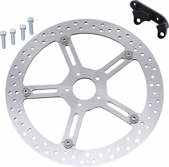 Arlen Ness 15 Inch Front Left Side Big Brake Floating Rotor Kit in Stainless Steel Finish For 2018-2023 Softail Model (Non Inverted Forks) With 17 Inch Or Larger Front Wheel (02-983)