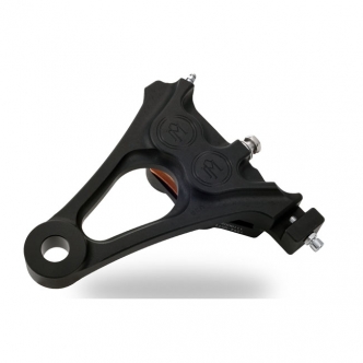 Performance Machine Rear 4 Piston Caliper & Bracket in Black Anodised Finish For 2006-2007 Softail (With 200mm 17 Inch Tire) Models (1294-0077-B)