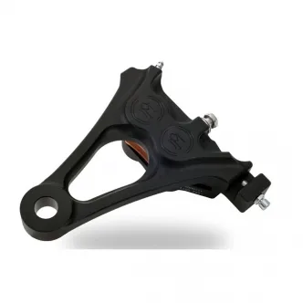 Performance Machine Rear 4 Piston Caliper & Bracket in Contrast Cut Finish For 2006-2007 Softail (With 200mm 17 Inch Tire) Models (1294-0077-BM)