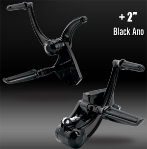 Performance Machine 2 Inch Extended Contour Forward Controls in Black Finish Without Pegs For 1986-1999 Softail Models (0035-0110-B)