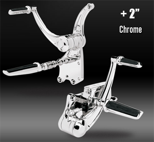 Performance Machine 2 Inch Extended Contour Forward Controls in Chrome Finish Including Round Pegs & Pedals For 1986-1999 Softail Models (0035-0074-CH)
