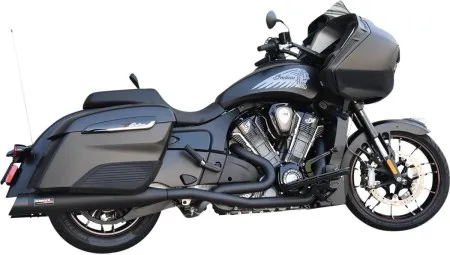 Bassani True Dual Performance 2-Into-2 Exhaust System in Black Finish With Black End Caps For 2020-2021 Indian Challenger Models (8H16SB)