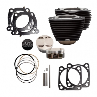 S&S Cycle 131 Inch Big Bore Cylinder & Piston Kit In Wrinkle Black With Black Fins For Harley Davidson 2018-2023 Softail & 2017-2023 Touring Models (910-0763)