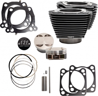 S&S Cycle 131 Inch Big Bore Cylinder & Piston Kit In Black Granite With Highlighted Fins For Harley Davidson 2018-2023 Softail & 2017-2023 Touring Models (910-0764)