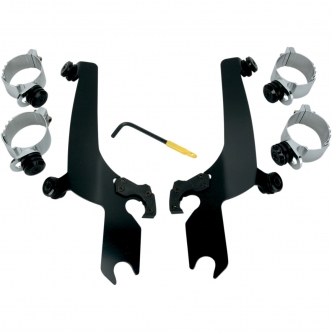 Memphis Shades No-Tool Trigger-Lock Mounting Kit For Memphis Sportshield In Black Finish For HD Dyna, Softail And Yamaha Models (MEB8929)