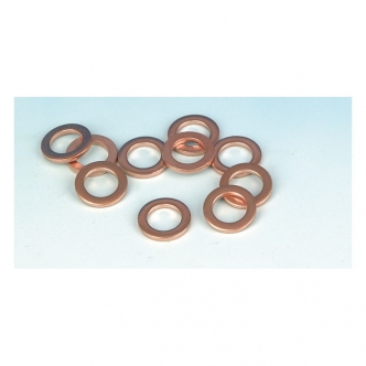 Genuine James Fork Drain Screw Copper Seal Washers For 1975-1999 XL Sportster, 1976-1986 FX, 1982-1994 FXR, 1991-1999 FXD (Excluding FXDWG) Models (Pack of 10) (45406-75)