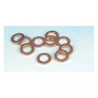 Genuine James Fork Drain Screw Copper Seal Washers For 1975-1999 XL Sportster, 1976-1986 FX, 1982-1994 FXR, 1991-1999 FXD (Excluding FXDWG) Models (Pack of 10) (45406-75)