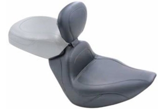 Mustang Sport Touring Solo Seat With Rider Backrest in Black For 2006-2010 FXST With 200mm Tire, 2007-2017 FLSTF Fatboy & 2008-2011 FLSTSB Cross Bones Models (79534)