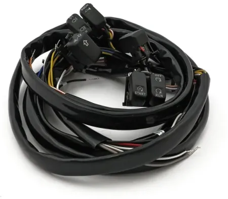 MCS Handlebar Switch & Wiring Kit In Black With Backlit LED Lighting. Complete with 60 Inch Wiring For Harley Davidson 2007-2010 Softail, 2007-2011 Dyna 2007-2013 Sportster Models (63348B)