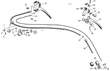 Samwel, Lower CLAMP. Control Cable To FORK. Chrome (0416202)