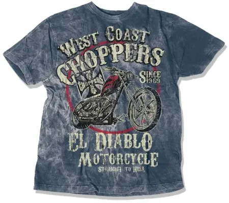 West Coast Choppers El Diablo T-shirt Vintage Blue Size Small (WCCTS132621BLS)