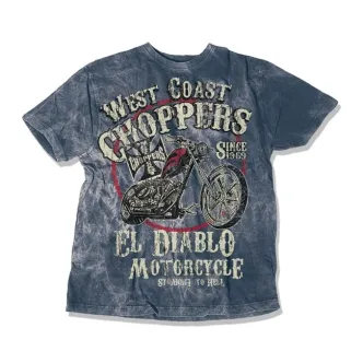 West Coast Choppers El Diablo T-shirt Vintage Blue Size Medium (ARM340399)
