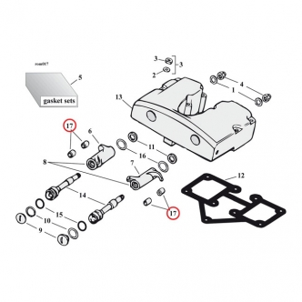 DOSS Rocker Arm Bushings For 1984-2017 B.T. (Excluding M8), 1986-2020 XL Sportster, 2008-2012 XR1200, 1991-2010 Buell XB Models (Pair) (ARM040905)