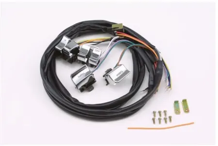 Doss Handlebar Switch & Wiring Kit In Chrome. Complete with 47 Inch Wiring For Harley Davidson 1982-1985 Big Twin And Sportster Models  (85061)