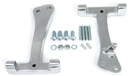 Doss Passenger Floorboard Mount Bracket Set in Chrome Finish For Harley Davidson 2006-2017 Dyna Models (77496C)