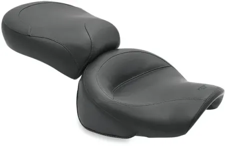 Mustang 2-Piece Wide Touring Vintage Seat Plain Black For Kawasaki 1999-2004 1500 Nomad & 2000-2008 Vulcan 1500 Classic Models (75785)