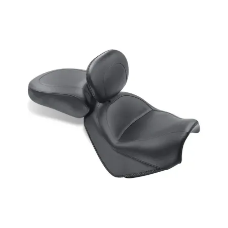 Mustang 2 Piece Wide Touring 2-Up Vintage Seat With Driver Backrest In Plain Black For Suzuki 2005-2011 Boulevard M50 Models (79541)